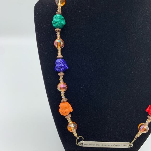 Embrace Imperfection Beaded Colorful Buddha Necklace - Picture 6 of 14